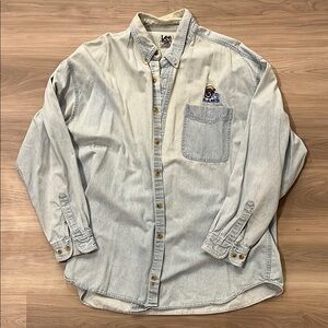 Vintage Lee Sports Rams Light Blue Denim Shirt XXL